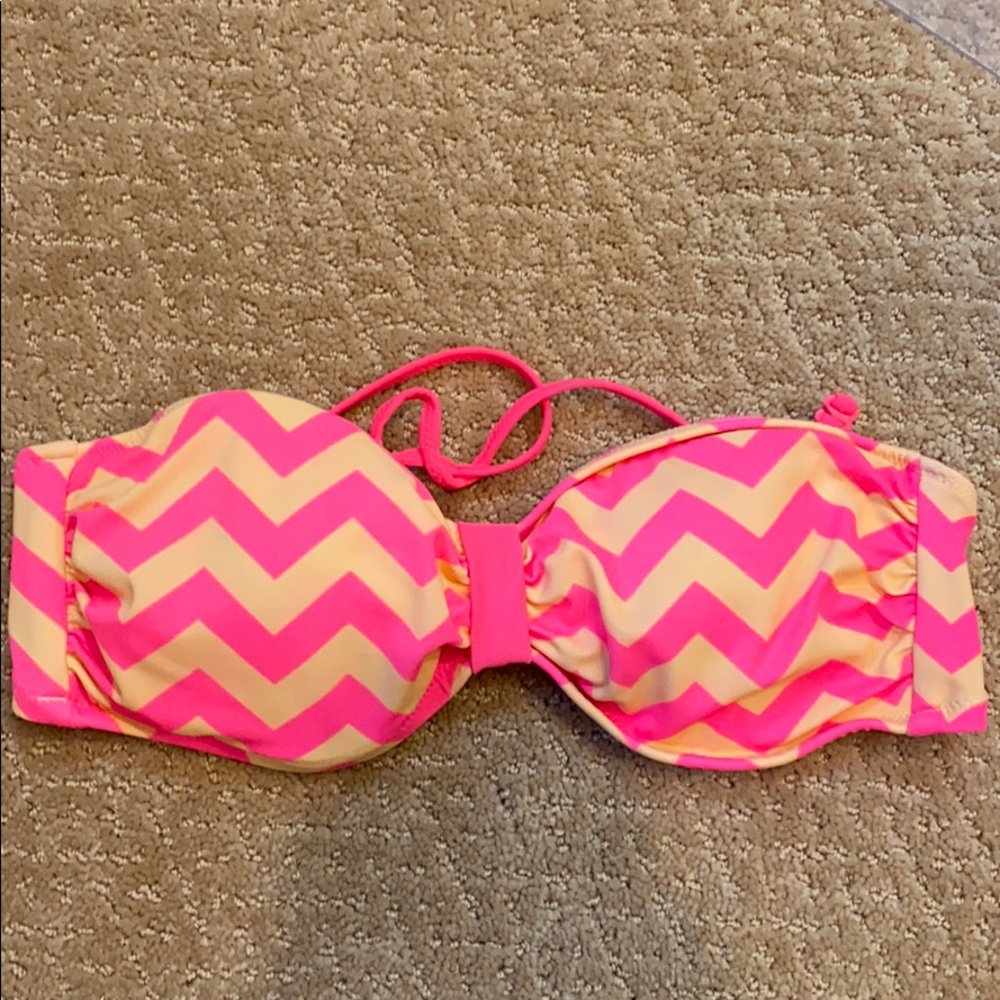 Pink and beige bikini top